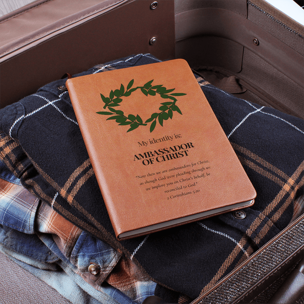 Ambassador of Christ Leather Journal – Olive Wreath Christian Notebook - FREE Shipping