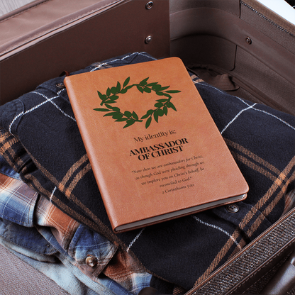 Ambassador of Christ Leather Journal – Olive Wreath Christian Notebook - FREE Shipping