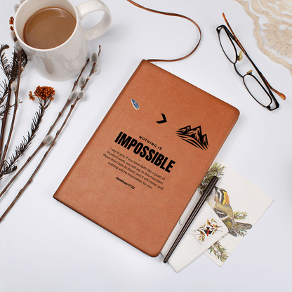 Nothing Is Impossible Leather Journal – Matthew 17:20 Faith Notebook - FREE Shipping
