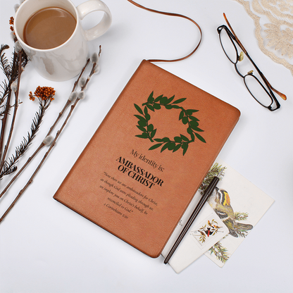 Ambassador of Christ Leather Journal – Olive Wreath Christian Notebook - FREE Shipping