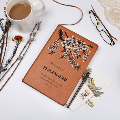 Christian Leather Journal – Peacemaker Identity Notebook – Matthew 5:9 Scripture – FREE Shipping