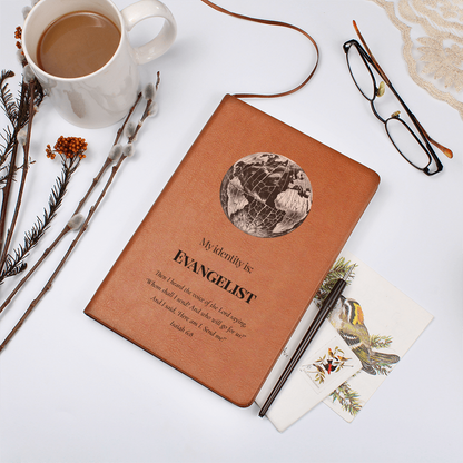 Evangelist Christian Journal – Isaiah 6:8 Globe Design Notebook  – My Identity Series - FREE Shipping