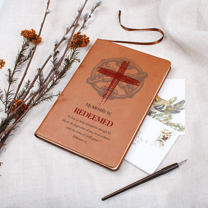 Redeemed – Christian Journal (Ephesians 1:7, Cross & Chain Design) | My Identity Series | FREE Shipping