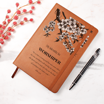 Worshiper Christian Journal – John 4:23 Scripture Notebook – Faux Leather Faith Gift – My Identity Series - FREE Shipping