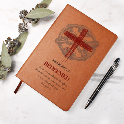Redeemed – Christian Journal (Ephesians 1:7, Cross & Chain Design) | My Identity Series | FREE Shipping
