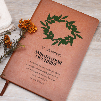 Ambassador of Christ Leather Journal – Olive Wreath Christian Notebook - FREE Shipping