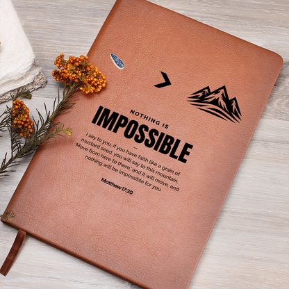 Nothing Is Impossible Leather Journal – Matthew 17:20 Faith Notebook - FREE Shipping