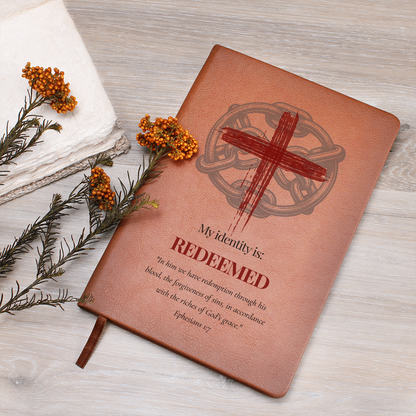 Redeemed – Christian Journal (Ephesians 1:7, Cross & Chain Design) | My Identity Series | FREE Shipping