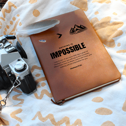 Nothing Is Impossible Leather Journal – Matthew 17:20 Faith Notebook - FREE Shipping