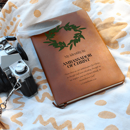 Ambassador of Christ Leather Journal – Olive Wreath Christian Notebook - FREE Shipping