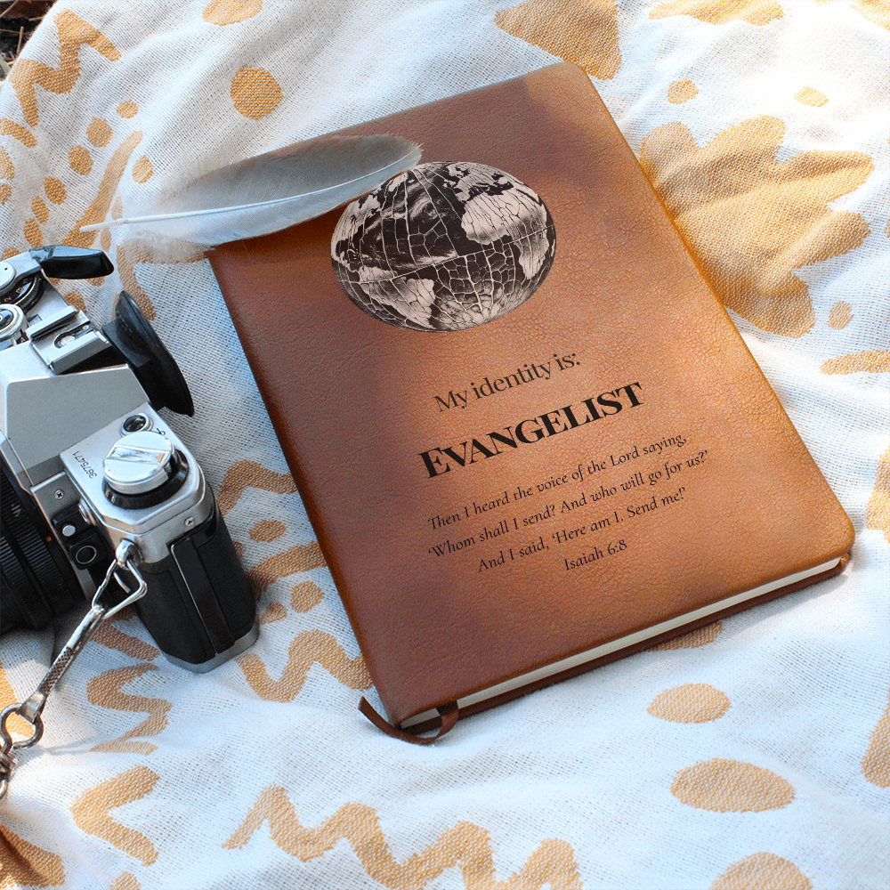 Evangelist Christian Journal – Isaiah 6:8 Globe Design Notebook  – My Identity Series - FREE Shipping