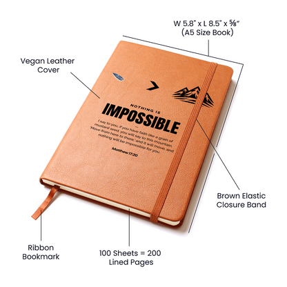 Nothing Is Impossible Leather Journal – Matthew 17:20 Faith Notebook - FREE Shipping