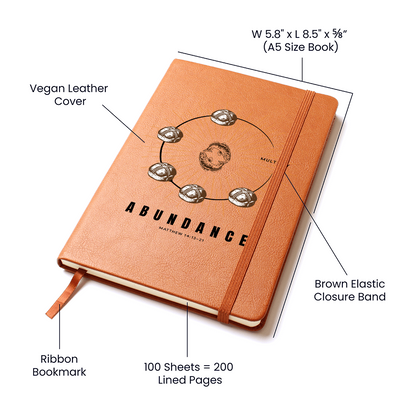 Miracle of Multiplication Leather Journal – Loaves & Fishes Design | Faith-Inspired Notebook - FREE Shipping