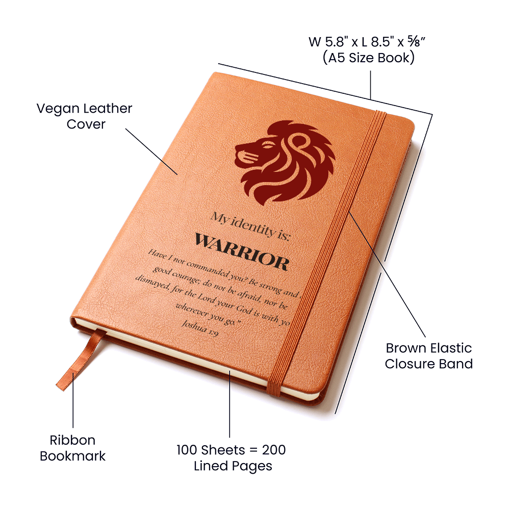 Warrior Christian Journal – Joshua 1:9 Lion Design Notebook  – My Identity Series - FREE Shipping
