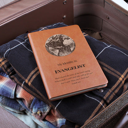 Evangelist Christian Journal – Isaiah 6:8 Globe Design Notebook  – My Identity Series - FREE Shipping