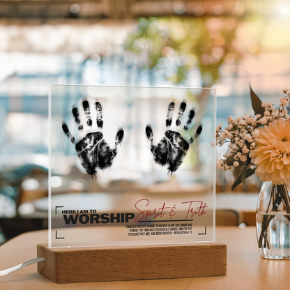 Here I Am to Worship – Spirit & Truth Acrylic Plaque | Revelation 4:11 - FREE Shipping