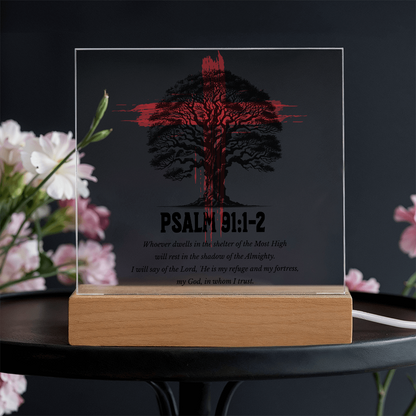Blood of Christ Cross Psalm 91 Acrylic Plaque – Christian Faith Wall Art - FREE Shipping