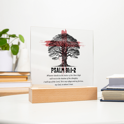 Blood of Christ Cross Psalm 91 Acrylic Plaque – Christian Faith Wall Art - FREE Shipping