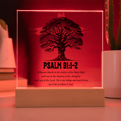 Blood of Christ Cross Psalm 91 Acrylic Plaque – Christian Faith Wall Art - FREE Shipping