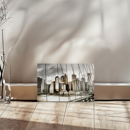 NYC Skyline Canvas – Original Brooklyn Bridge Photograph in Black and White | Gallery Wrapped Urban Wall Art- FREE Shipping