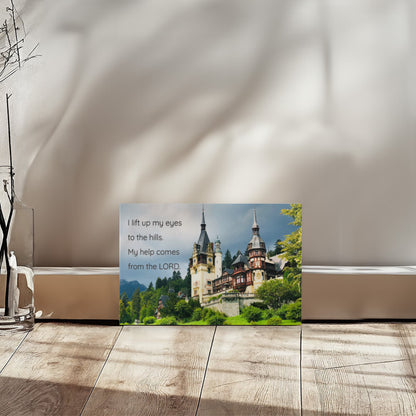 Psalm 121 Wall Art – “I Lift Up My Eyes to the Hills” Canvas | Original Romania Castle Photography | Christian Scripture Print- FREE Shipping