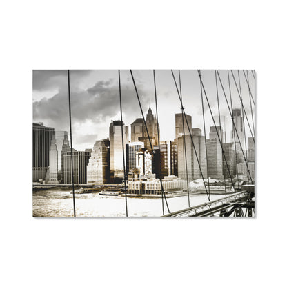 NYC Skyline Canvas – Original Brooklyn Bridge Photograph in Black and White | Gallery Wrapped Urban Wall Art- FREE Shipping