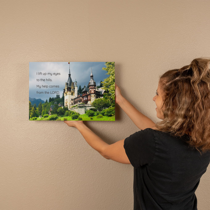 Psalm 121 Wall Art – “I Lift Up My Eyes to the Hills” Canvas | Original Romania Castle Photography | Christian Scripture Print- FREE Shipping