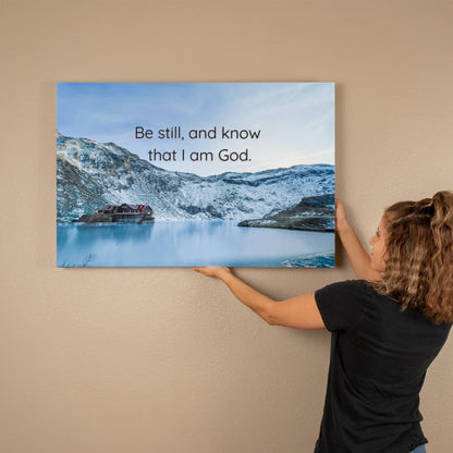 Be Still and Know – Bâlea Lake Canvas Wall Art | Psalm 46:10 Scripture Print | Original Romania Photography - FREE Shipping